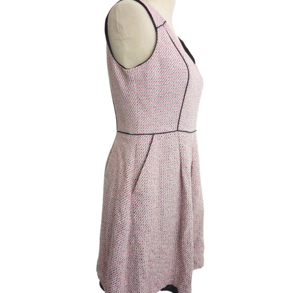 Banana Republic Sleeveless Tweed Neon Pink White Dress Size 6 - Picture 2 of 6